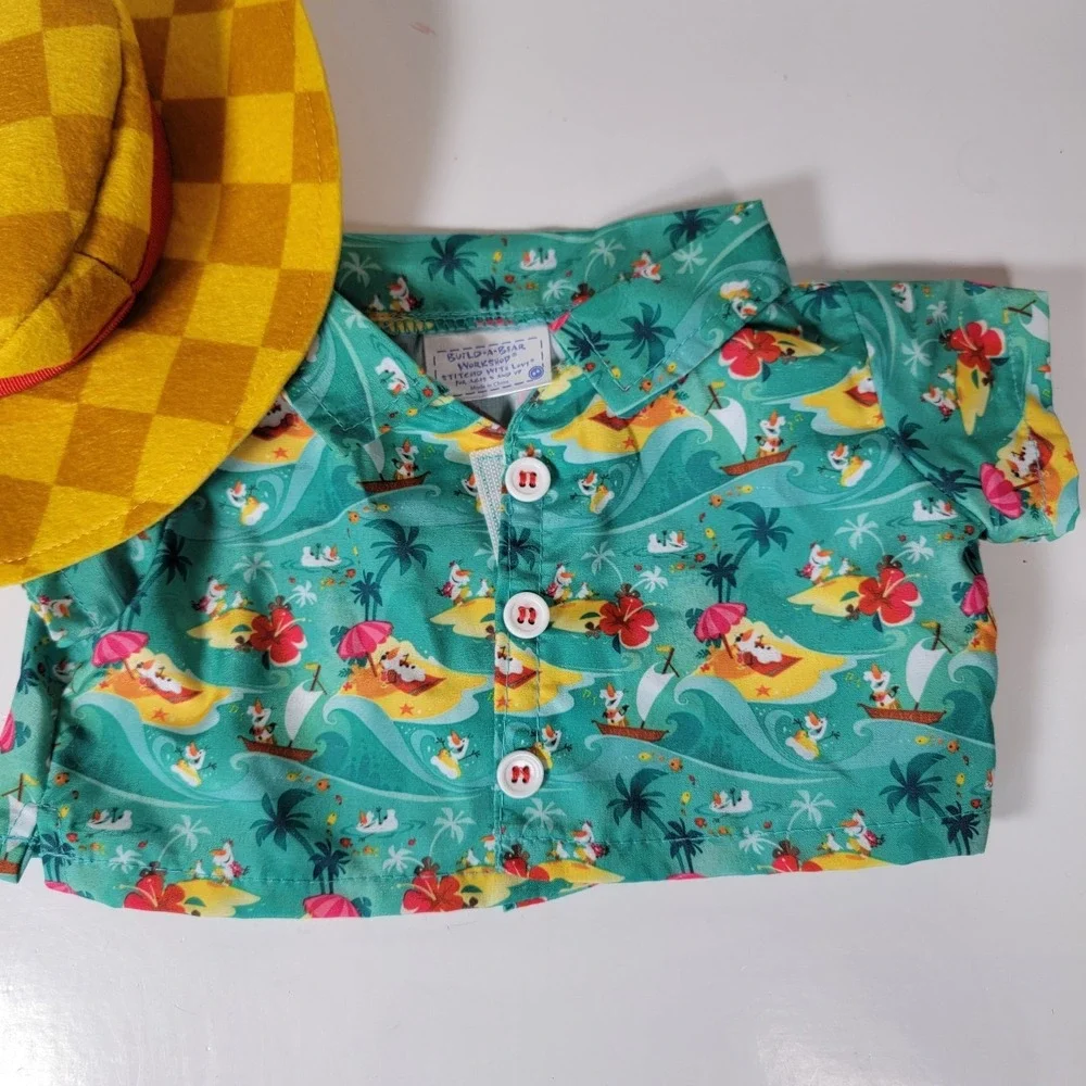 Build A Bear Disney Frozen Olaf's Hawaiian Shirt Hat Outfit‎